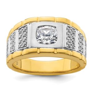 14k Two Tone 3/8 ct Lab Grown Diamond VS/SI+ G+ Semi Mount Men's Ring
