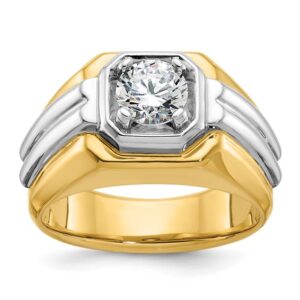 14k Two-tone 1 ct Lab Grown Diamond VS/SI+ G+ Complete Men's Ring