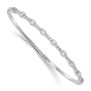 14k White Gold 1 1/3ct Lab Grown Diamond VS/SI+ G+ Complete Bangle
