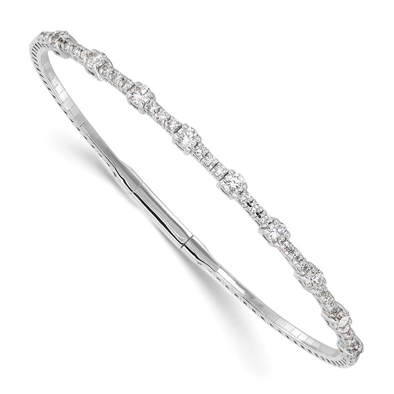14k White Gold 1 1/3ct Lab Grown Diamond VS/SI+ G+ Complete Bangle