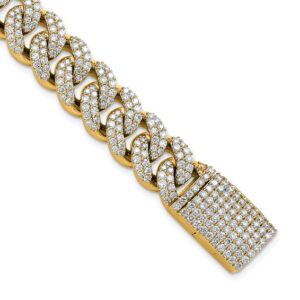 14k 9 1/6ct Lab Grown Dia VS+ F+ Comp 4mm Pavé Cuban Link Bracelet
