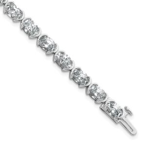 14kw 11 7/8ct Lab Grown Dia VS+ F+ Oval Half Bezel-Set 7in Comp Bracelet