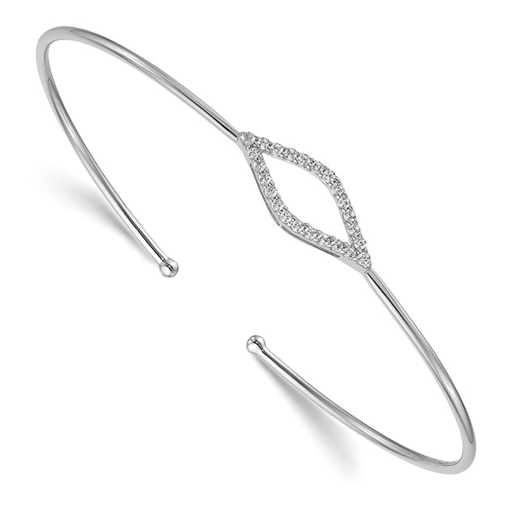 14kw 1/4ct Lab Grown Dia VS/SI+ G+ Comp Flexible Cuff Bangle Bracelet