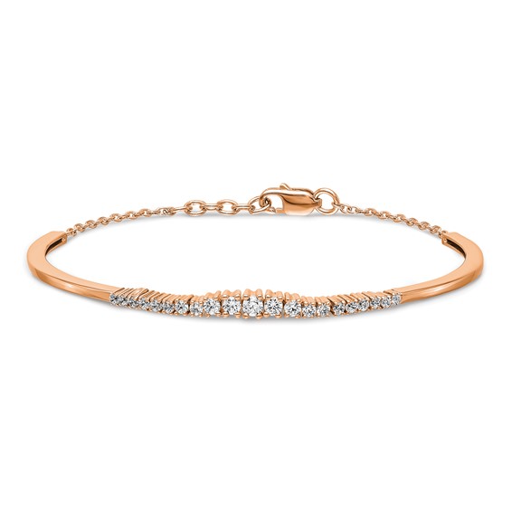 14kr 3/4ct Lab Grown Diamond VS/SI+ G+ Comp Graduated Bangle - Image 3