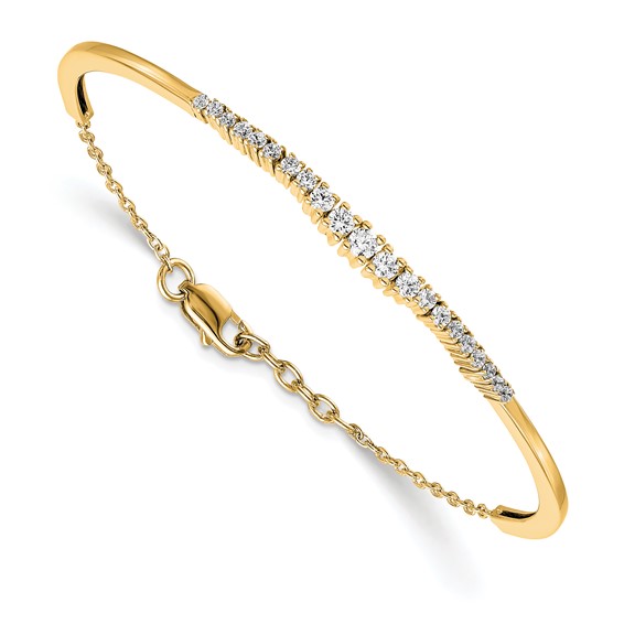 14k 3/4ct Lab Grown Dia VS/SI+ G+ Comp Graduated Bangle Bracelet