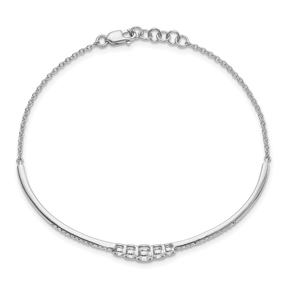 14kw 1/2ct Lab Grown Dia VS/SI+ G+ Comp Bezel Set Bar Bangle Bracelet - Image 2