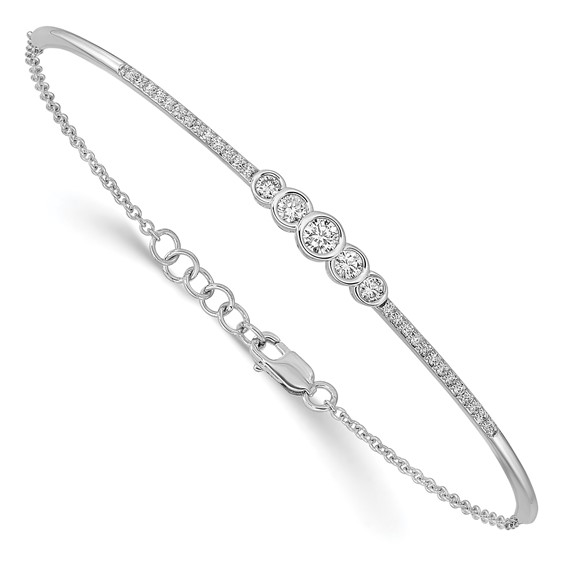 14kw 1/2ct Lab Grown Dia VS/SI+ G+ Comp Bezel Set Bar Bangle Bracelet