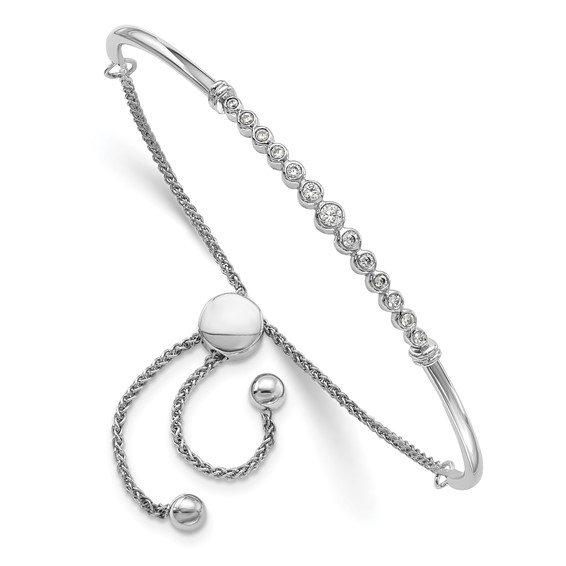 14kw 1/5ct Lab Grown Dia VS/SI+ G+ Comp Adjustable Bolo Bracelet