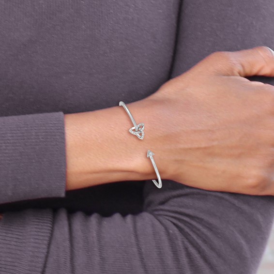 14kw 1/5ct Lab Grown Dia VS/SI+ G+ Comp Celtic Knot Cuff Bangle - Image 3