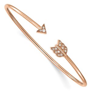 14kr 1/10ct Lab Grown Dia VS/SI+ G+ Comp Arrow Cuff Bangle