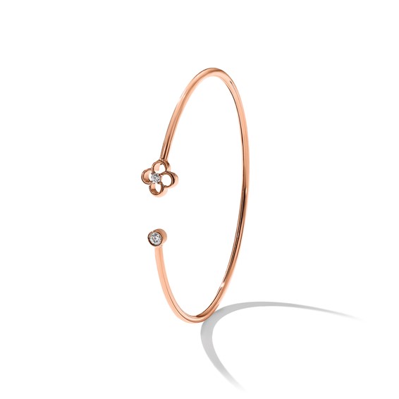 14kr 1/6ct Lab Grown Diamond VS/SI+ G+ Comp Floral Flexible Bangle - Image 5