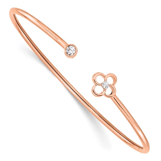 14kr 1/6ct Lab Grown Diamond VS/SI+ G+ Comp Floral Flexible Bangle