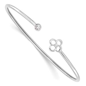 14kw 1/6ct Lab Grown Diamond VS/SI+ G+ Comp Floral Flexible Bangle