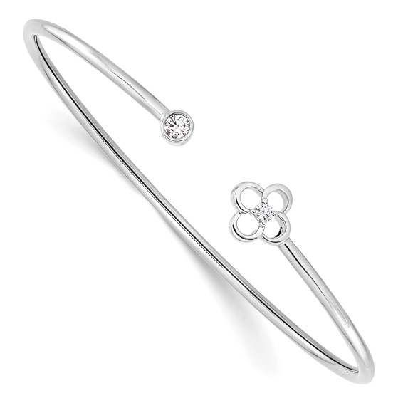14kw 1/6ct Lab Grown Diamond VS/SI+ G+ Comp Floral Flexible Bangle