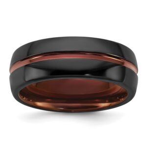 Ceramic Black Polished with Bronze IP-plated Center and Inside 8mm Band