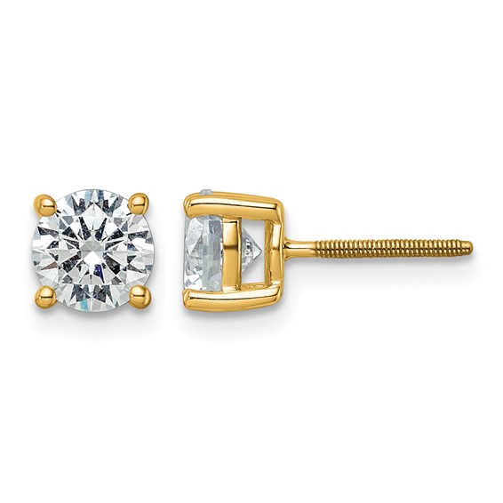 18ky 6ct Cert Lab Grown Diamond VS+ F+ Round Complete Screwback Earrings