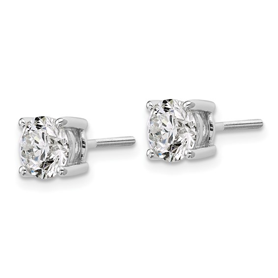 Plat 6ct Cert Lab Grown Diamond VS+ F+ Round Comp Screwback Earrings - Image 2
