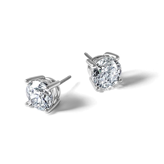 Plat 6ct Cert Lab Grown Diamond VS+ F+ Round Comp Screwback Earrings - Image 4