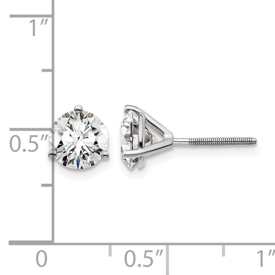18kw 6ct Cert Lab Grown Diamond VS+ F+ Round Comp Screwback Earrings - Image 4