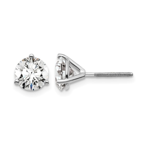 14kw 6ct Cert Lab Grown Diamond VS+ F+ Round Comp Screwback Earrings