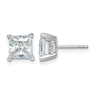 14kw 4ct Cert Lab Grown Dia VS+ F+ Princess Comp 4 Prong Stud Earrings