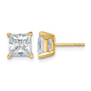 14ky 4ct Cert Lab Grown Dia VS+ F+ Princess Comp 4 Prong Stud Earrings
