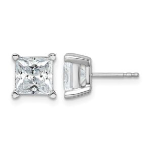 14kw 5ct Cert Lab Grown Dia VS+ F+ Princess Comp 4 Prong Stud Earrings