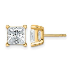 14ky 5ct Cert Lab Grown Dia VS+ F+ Princess Comp 4 Prong Stud Earrings