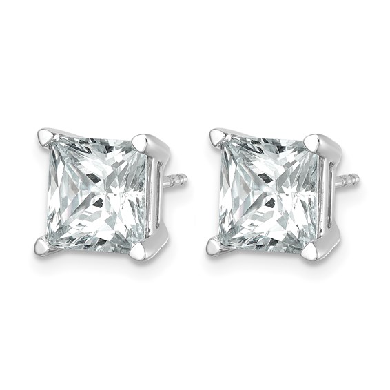 14kw 6ct Cert Lab Grown Dia VS+ F+ Princess Comp 4 Prong Stud Earrings - Image 2