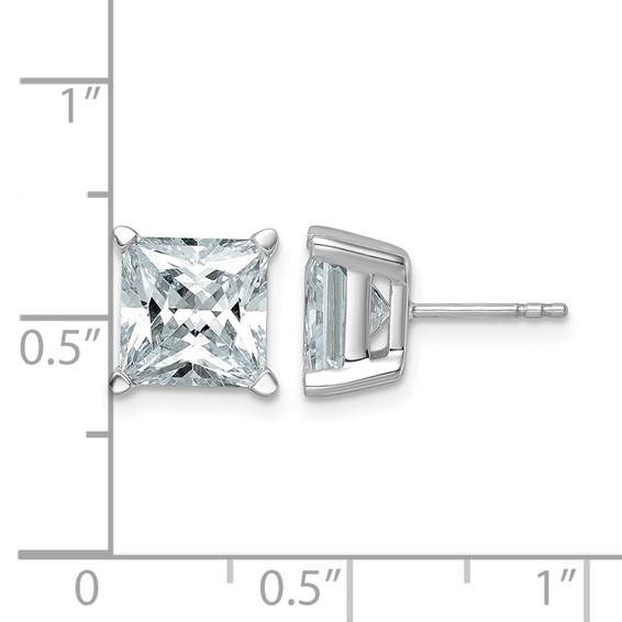 14kw 6ct Cert Lab Grown Dia VS+ F+ Princess Comp 4 Prong Stud Earrings - Image 5