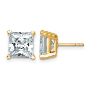 14ky 6ct Cert Lab Grown Dia VS+ F+ Princess Comp 4 Prong Stud Earrings