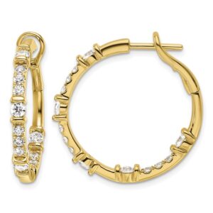 14k 1 1/2 ct Lab Grown Diamond VS/SI+ G+ In and Out Hoop Earrings