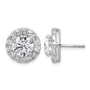 14kw 5ct Lab Grown Diamond VS+ F+ Round Complete Halo Post Earrings