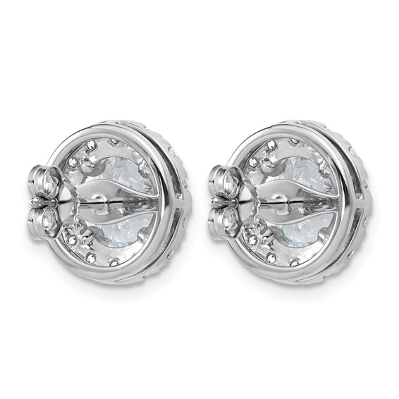 14kw 5ct Lab Grown Diamond VS+ F+ Round Complete Halo Post Earrings - Image 3