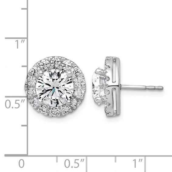 14kw 5ct Lab Grown Diamond VS+ F+ Round Complete Halo Post Earrings - Image 5