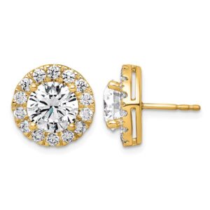 14k 5ct Lab Grown Diamond VS+ F+ Round Complete Halo Post Earrings