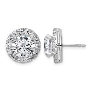 14kw 6 1/4ct Lab Grown Diamond VS+ F+ Round Complete Halo Post Earrings