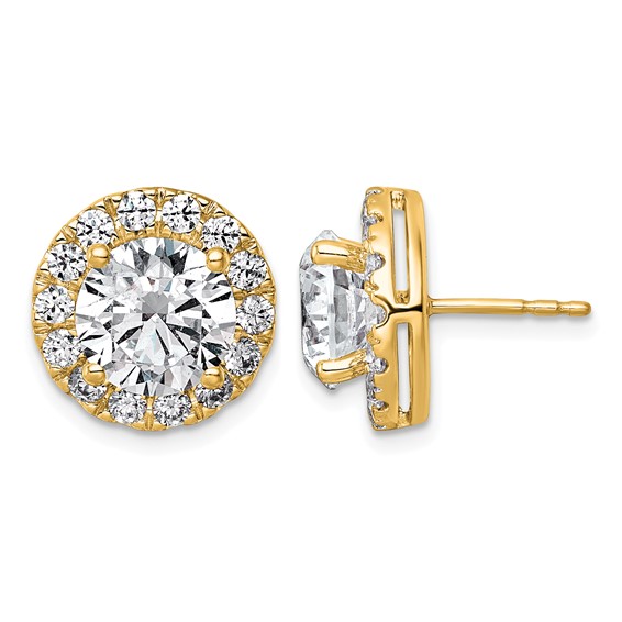 14k 6 1/4ct Lab Grown Diamond VS+ F+ Round Complete Halo Post Earrings