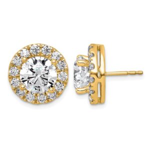 14k 7 5/8ct Lab Grown Diamond VS+ F+ Round Complete Halo Post Earrings
