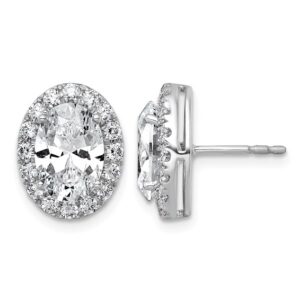 14kw 4 3/4ct Lab Grown Diamond VS+ F+ Complete Oval Halo Earrings