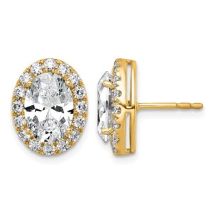 14k 4 3/4ct Lab Grown Diamond VS+ F+ Complete Oval Halo Earrings