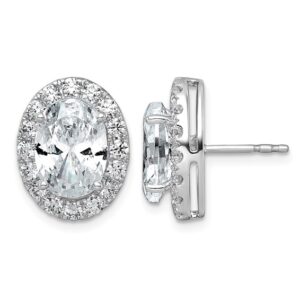 14kw 7 3/8ct Lab Grown Diamond VS+ F+ Complete Oval Halo Earrings