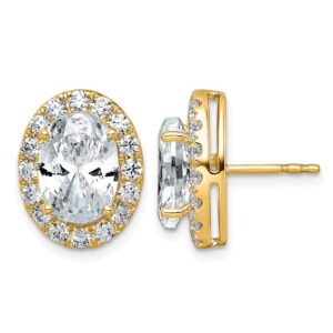 14k 7 3/8ct Lab Grown Diamond VS+ F+ Complete Oval Halo Earrings
