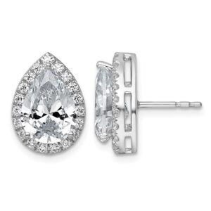 14k 4 5/8ct Lab Grown Diamond VS+ F+ Comp Pear Halo Post Earrings