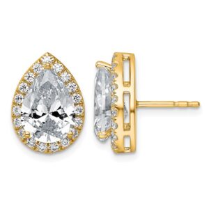 14kw 4 5/8ct Lab Grown Diamond VS+ F+ Comp Pear Halo Post Earrings