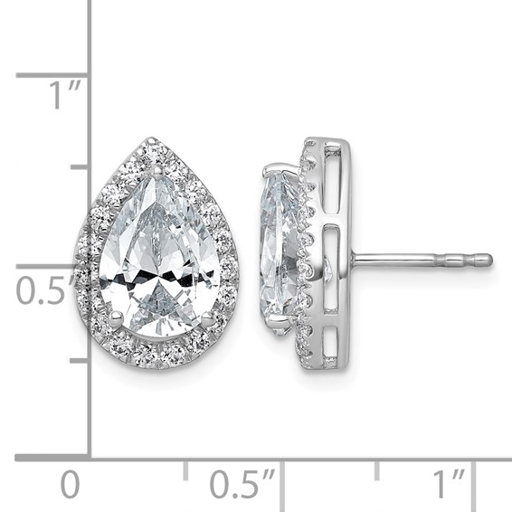 14kw 5 5/8ct Lab Grown Diamond VS+ F+ Comp Pear Halo Post Earrings - Image 3