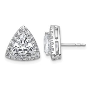 14kw 3 3/4ct Lab Grown Diamond VS+ F+ Comp Trillion Halo Post Earrings