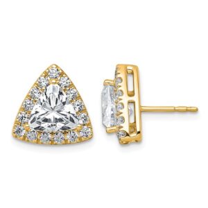 14k 3 3/4ct Lab Grown Diamond VS+ F+ Comp Trillion Halo Post Earrings