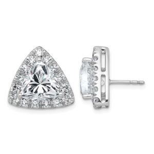 14kw 7 3/4ct Lab Grown Diamond VS+ F+ Comp Trillion Halo Post Earrings