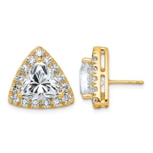 14k 7 3/4ct Lab Grown Diamond VS+ F+ Comp Trillion Halo Post Earrings